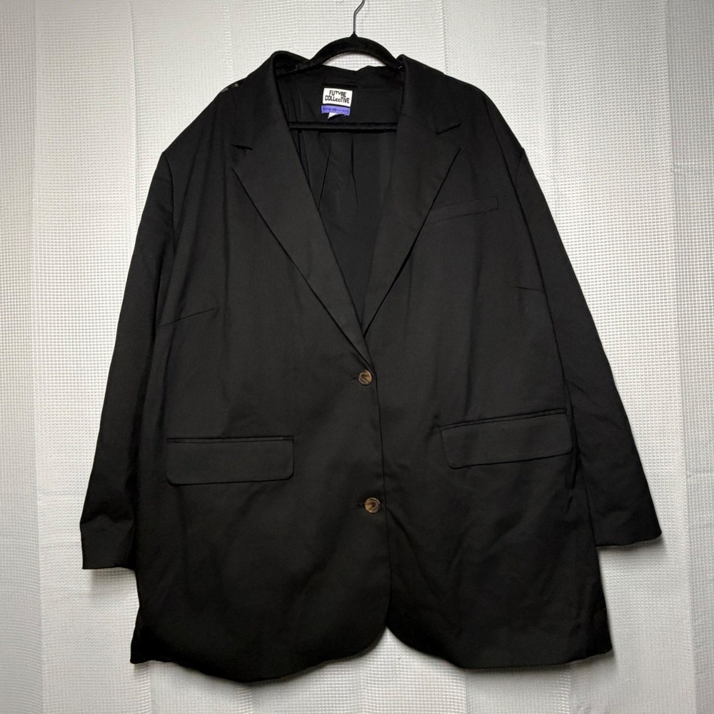 Future Collective‎ Blazer 4X Black Kahlana Barfield Brown Satin Stripe Tuxedo